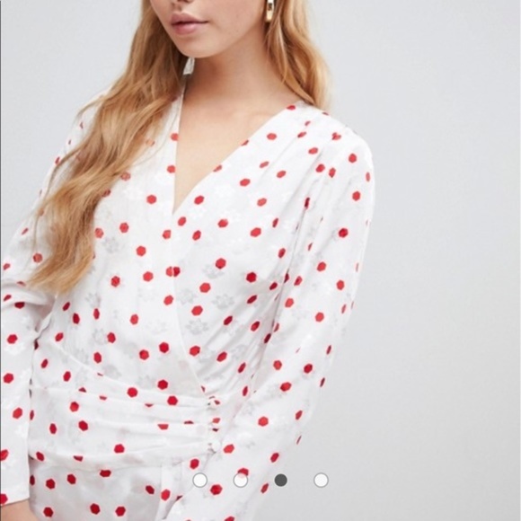 NWT ASOS Midi Long Sleeve Wrap Jacquard Dress - Picture 2 of 7